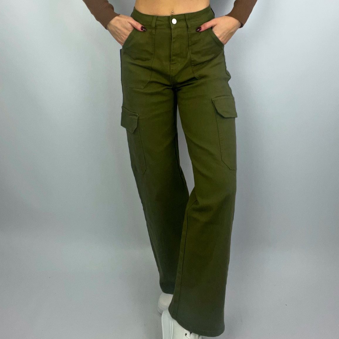 jeans cargo verde militare